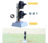 ARMYJY HO Scale Dwarf Searchlight Signal with 2 Targets Red Green LED Light for Model Train Layout Railway Scenery 3V ABS Steel Column