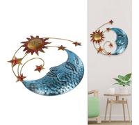 ARMYJY Metal Sun and Moon Wall Decor, Iron Celestial Star Art for Indoor Outdoor Home Garden Patio Decoration, Rustic Hanging Ornament 32x30cm