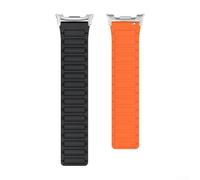 ARMYJY Silicone Watch Band, Adjustable Wristband With Strong Magnetic Closure Black Starlight Orange For Samsung Watch 8/8 Classic(Black and red)