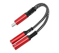 ARMYJY USB C to 3.5mm Audio Adapter with for pd Fast Charging - 2-in-1 Splitter for Headphones & Mic - Hi-Fi Chip for Galaxy for s23 S22 for ipad Pro Tablet - Aluminium Alloy Case Black(Red)