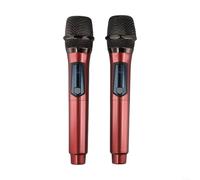 ARMYJY Wireless Microphone,Dual Channel UHF Cordless Handheld Dynamic Singing Microphone For Wedding Party Speech(Red)
