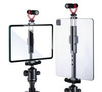ARNARKOK Metal Tablet Tripod Mount 7.9-12.9in Ipad Clamp Ipad Holder for Tripod w Rotatable Cold Shoe, 2 Acra Swiss QR Mount Brackets, Universal Compatibility