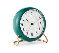 Arne Jacobsen Table Clock, Aluminium Glass, Green, 11 cm