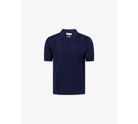 Arne Mens Arne Arles Wave Textured Woven Polo Shirt Navy XL