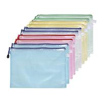 Arnech 10Pcs A5 Plastic Wallets, Ziplock Bags A5 Mesh Document Folders for Files Storage, School, Office, Homework Travel Storage Bags, Paper Organization, Cosmetics (A5-10PCS)