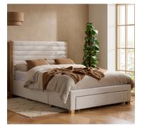 arnhem velvet double bed with 3 drawers in grey