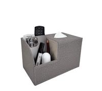 Arniche Grey Cloth Modern Rectangular Tissue Box Cover with Organizers, 9.25 x 5.5 x 5.75 inches, Leather