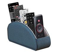 Arniche Laikesj Leather Remote Control Holder,TV Remote Caddy with 5 Compartments,Desktop Organizer,for Store TV,DVD,Blu-Ray,Media Player,Heater Controllers(Blue)