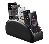 Arniche PU Leather Remote Control Holder with 5 Compartments - Storage Tray & Desktop Organizer for TV Remotes,Glasses,Pens,Accessories - Space-Saving Design for Bedside Table & Office Desk (Black)
