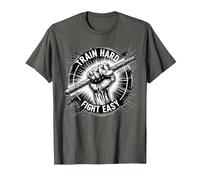 Arnis Train Hard Fight Easy Martial Art Self-Defense Arnis T-Shirt, Men, Asphalt Grey, Medium
