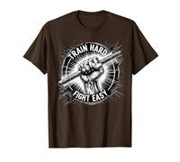 Arnis Train Hard Fight Easy Martial Art Self-Defense Arnis T-Shirt, Men, Brown, Large