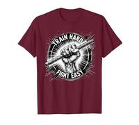 Arnis Train Hard Fight Easy Martial Art Self-Defense Arnis T-Shirt, Men, Burgundy, Medium