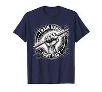 Arnis Train Hard Fight Easy Martial Art Self-Defense Arnis T-Shirt, Men, Navy Blue, Large
