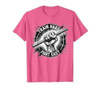 Arnis Train Hard Fight Easy Martial Art Self-Defense Arnis T-Shirt, Men, Pink Heather, Small