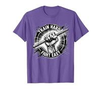 Arnis Train Hard Fight Easy Martial Art Self-Defense Arnis T-Shirt, Men, Purple Heather, Small