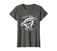 Arnis Train Hard Fight Easy Martial Art Self-Defense Arnis T-Shirt, Women, Asphalt Grey, X-Small