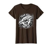 Arnis Train Hard Fight Easy Martial Art Self-Defense Arnis T-Shirt, Women, Brown, Large