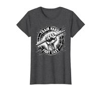 Arnis Train Hard Fight Easy Martial Art Self-Defense Arnis T-Shirt, Women, Dark Heather Grey, Small