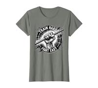 Arnis Train Hard Fight Easy Martial Art Self-Defense Arnis T-Shirt, Women, Olive Heather, Small