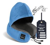 ARniwer Bluetooth Music Semicircular Neck Pillow with Hood Wireless Bluetooth Speaker Suitable Airplane,Car,Office,and Outdoor Camping for Sleeping, Resting The Best Travel Essentials. (Light Blue)