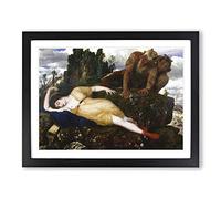 Arnold Bocklin Sleeping Diana Watched by Two Fauns Classic Painting Framed Wall Art Print, Ready to Hang Picture for Living Room Bedroom Home Office Décor, Black A3 (46 x 34 cm)