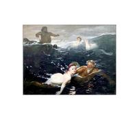 Arnold Böcklin Poster Famous Paintings Reproduction In the Game of Waves Giclee Print on Canvas Arnold Böcklin Wall Art Prints for Living Room Decoration40x30cm(16x12in) poster