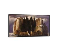 Arnold Böcklin Poster Famous Paintings Reproduction Isle of the Dead Giclee Print on Canvas Arnold Böcklin Wall Art Prints for Living Room Decoration110x60cm(43x24in) Black Framed
