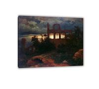 Arnold Böcklin Poster Famous Paintings Reproduction Landscape with Castle Ruins Giclee Print on Canvas Arnold Böcklin Wall Art Prints for Living Room Decoration90x70cm(36x28in) Inner frame
