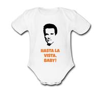 ARNOLD HASTA LA VISTA BABY SCHWARZENEGGER Personalised Unique Baby Vest Baby Grow Babygrow Cute Novelty Boys Girls Unisex Funny