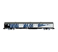 Arnold HN4426 Lokomotion, 4-axle ex postal van Zebrawagen, grey livery with blue stripes, ep. VI 1:160 Scale N gauge