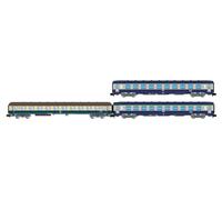Arnold HN4437 D242 Paris - Berlin - Warszawa, 3-unit pack 2, 2, 1 x Am DB blue, beige, 2 x DEV A0 B10 SNCF, epIV Passenger Coaches