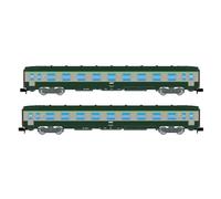 Arnold HN4448 SNCF, 2-unit pack DEV AO coaches (2 x B9), green/grey with logo encadré, ep. IV Rolling Stock - Coaches