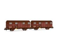 ARNOLD HN6570 SNCF, 2-unit pack 2-axle covered wagons type Kv (Permaplex walls), ep. III Freight Wagons