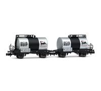Arnold HN6700 FS, 2-unit pack 2-axle tank wagons, "Agip" dark grey livery, ep. III-IV for adults and collectors