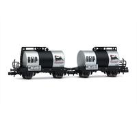 ARNOLD HN6700 Scale N Set Two Tank Cars Agip Silver Livery Era III-IV