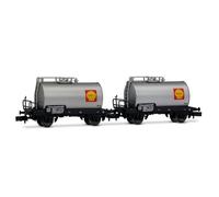 Arnold HN6701 FS, 2-unit pack 2-axle tank wagons, "Shell" silver livery, ep. III-IV for adults and collectors