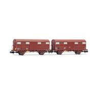 ARNOLD HN6717 HN6717 SNCF A14, N Gauge Rolling Stock | 2-unit pack Gs wagons, brown livery, one with rear red lights, Epoch IV, 1:160 Scale, Model Railway for Collectors