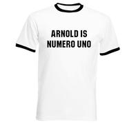 Arnold is Numero Uno Mens T Shirt - Pumping Iron Gym Men's T-Shirt (UK, Alpha, XL, Regular, Regular, White)