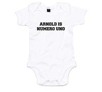 Arnold Is Numero Uno, Printed Baby Grow - White/Black 0-3 Months