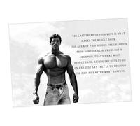 Arnold Schwarzenegger #1 A4 Unframed Black and White Motivation Muscle Grow Poster Train Hard Picture Gym Fitness Bodybuilding Determination Bedroom Artwork Wall Decoration Reprint