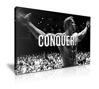 Arnold Schwarzenegger CONQUER Bodybuilding Inspiration Print Canvas Wall Art (46cm X 31cm)