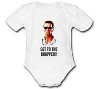 arnold Unique Baby Vest Baby Grow Babygrow Boys Girls UNISEX cute funny schwarzenegger get to the chopper