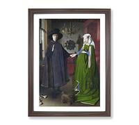 Arnolfini Portrait By Jan Van Eyck Classic Painting Framed Print | A2 Walnut Framed Wall Art | Ready to Hang | Classic Historical Picture | Living Room Bedroom Lounge Office