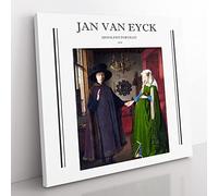 Arnolfini Portrait By Jan Van Eyck Exhibition Museum Classic Painting Canvas Wall Art Print Ready to Hang, Framed Picture for Living Room Bedroom Home Office Décor, 50x50 cm (20x20 Inch)