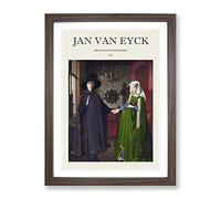 Arnolfini Portrait By Jan Van Eyck Exhibition Museum Painting Framed Print | A3 Walnut Framed Wall Art | Ready to Hang | Modern Historical Picture | Living Room Bedroom Lounge Office