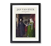 Arnolfini Portrait By Jan Van Eyck Exhibition Museum Painting Framed Wall Art Print, Ready to Hang Picture for Living Room Bedroom Home Office Décor, Black A4 (34 x 25 cm)