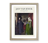 Arnolfini Portrait By Jan Van Eyck Exhibition Museum Painting Framed Wall Art Print, Ready to Hang Picture for Living Room Bedroom Home Office Décor, Oak A2 (64 x 46 cm)