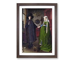 Arnolfini Portrait by Jan Van Eyck Framed Wall Art Print A2 Walnut