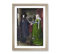 Arnolfini Portrait By Jan Van Eyck Framed Wall Art Print A3 Oak