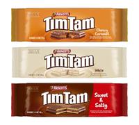 Arnott’s Tim Tam Chocolate Biscuits Multipack | 1 x Chewy Caramel, 1 x Sweet & Salty & 1 x White, 3 Pack